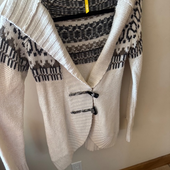 LOLE WOMEN'S CARDIGAN SWEATER SIZE SMALL BLACK & CREAM WITH HOODIE - Picture 7 of 8